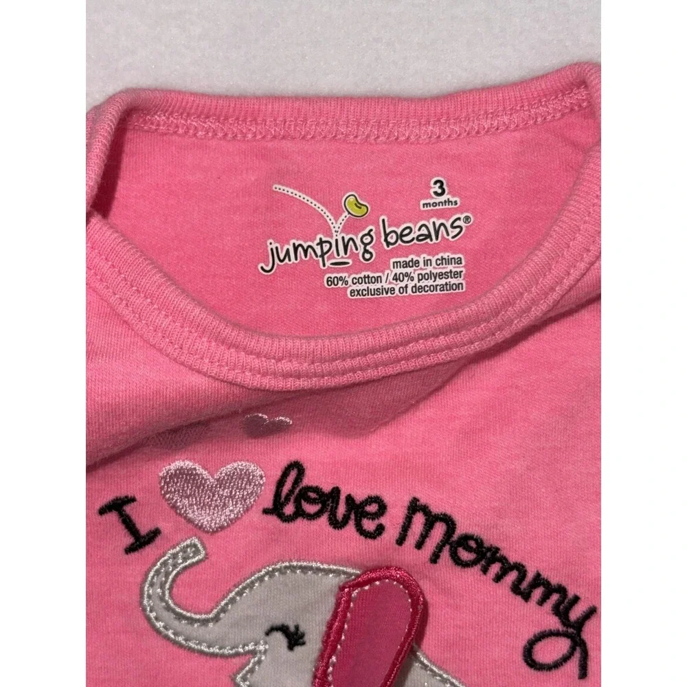 Jumping Beans and Carters Baby Girl Bodysuits Set 2 Pack Pink Red 3 Months GUC